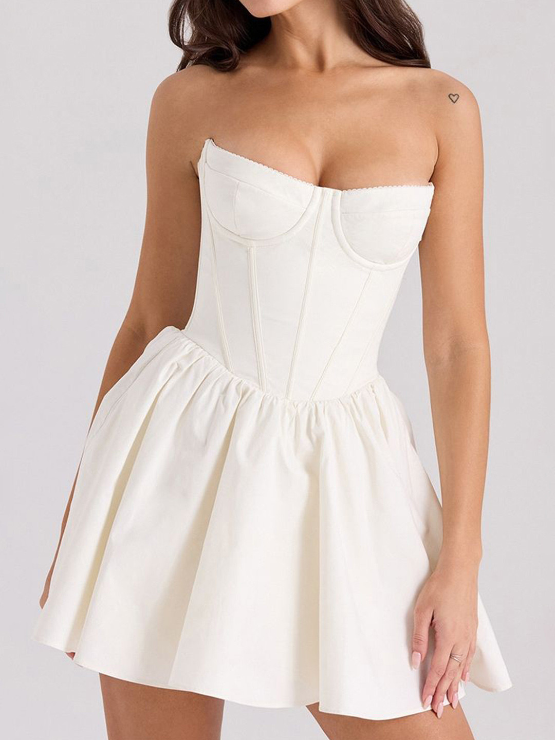 LULU & SKY Women Lace-up Back Corset Mini Dress