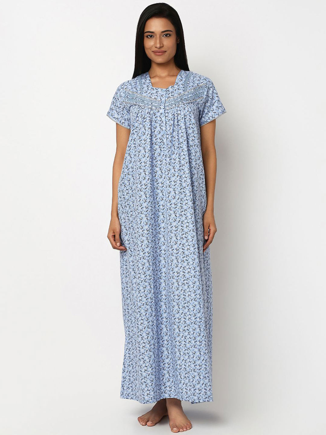 Juliet Printed Round Neck Maxi Nightdress