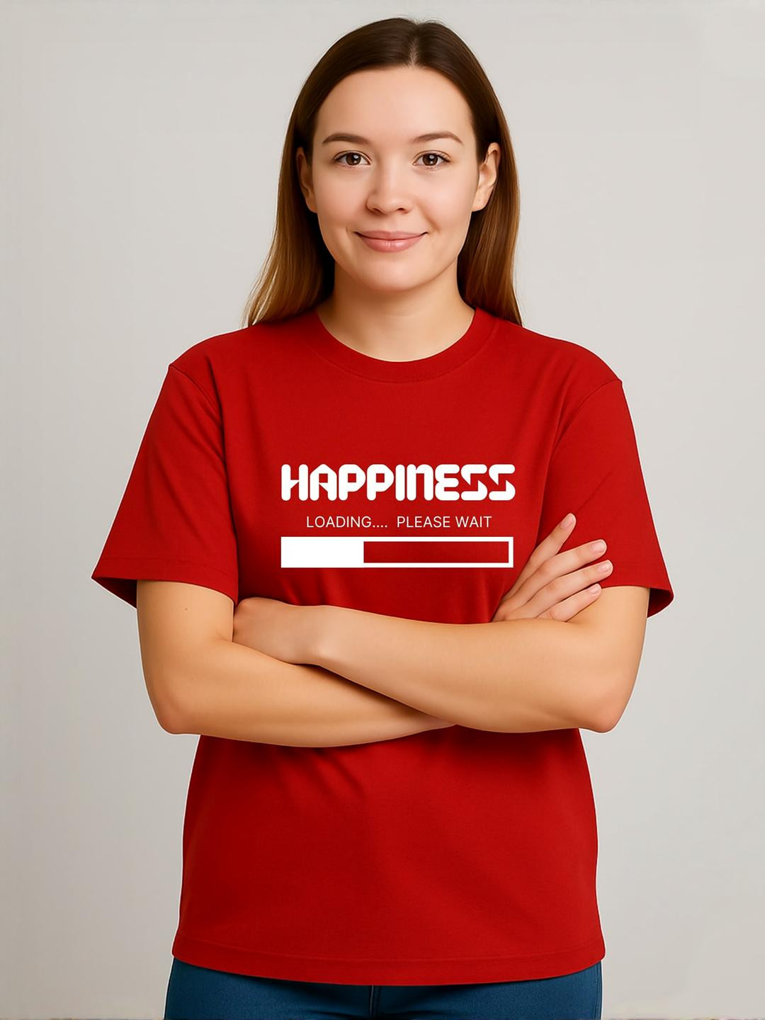 PVC RAIMENTS Women pure cotton red color printed tshirt