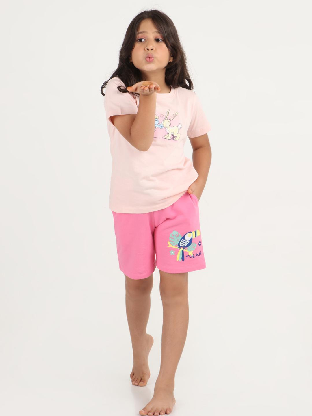 REBORN Girls Pink Cotton Shorts
