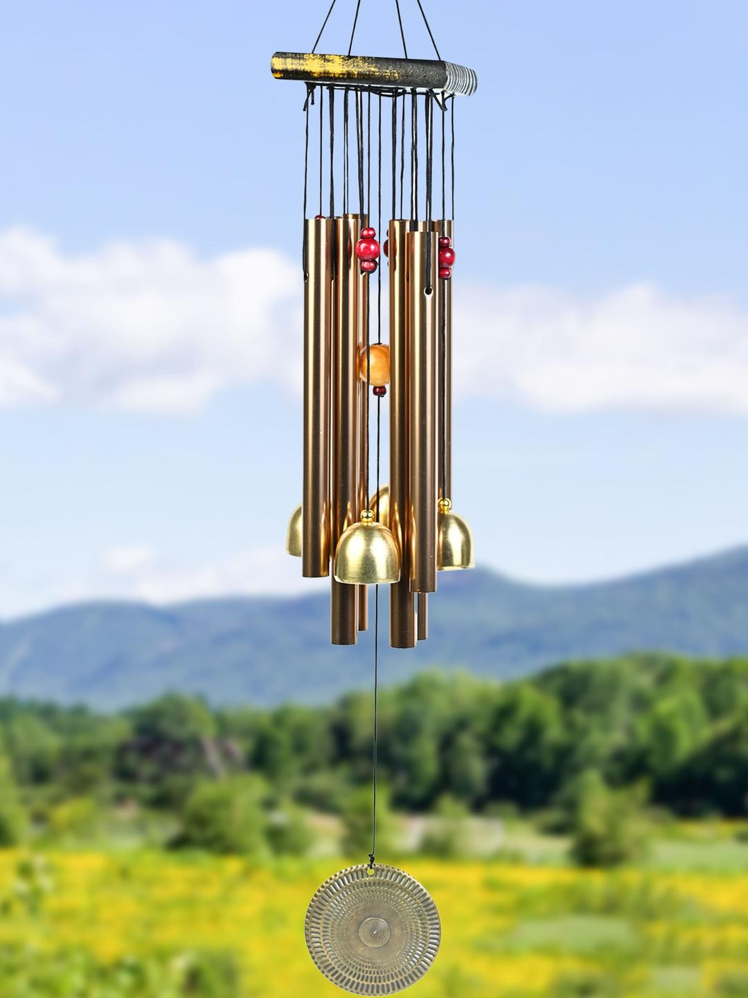 HINDCRAFT Gold Toned & Red Soothing Wind Chime