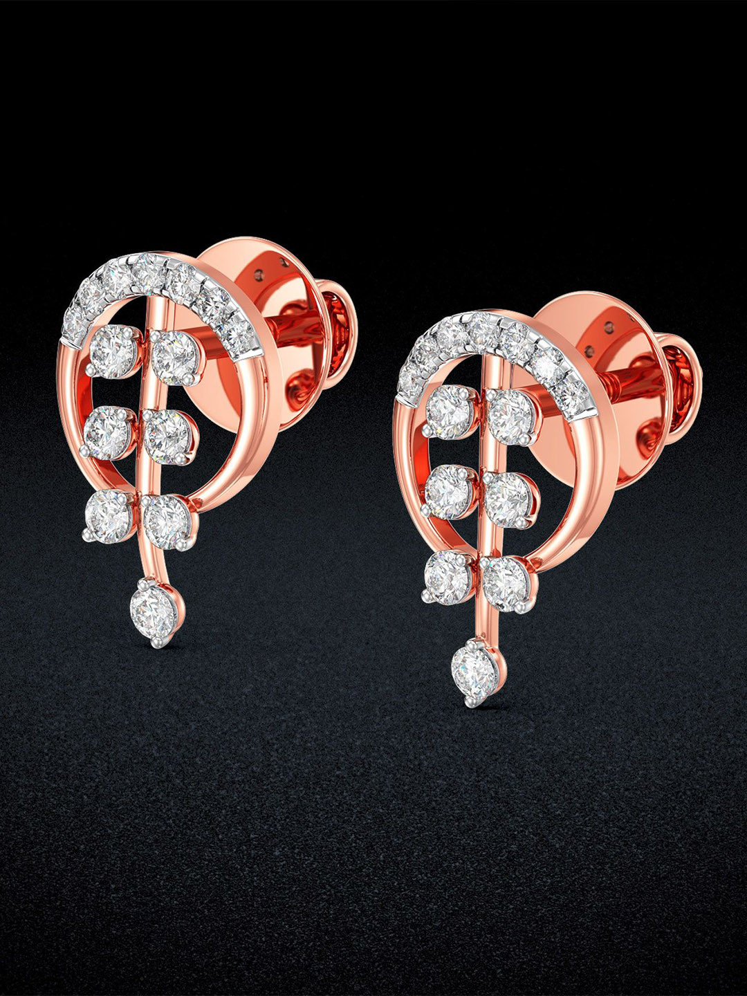 Joyalukkas Women 18Kt Gold Elegant Blossom Stud Earrings Diamond -1.768 g