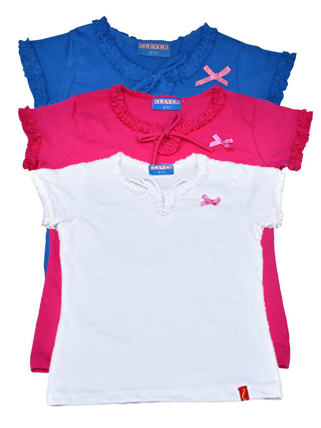 CLEVER Girls Pack of 3 Ruffles Tie-Up Neck Regular Top