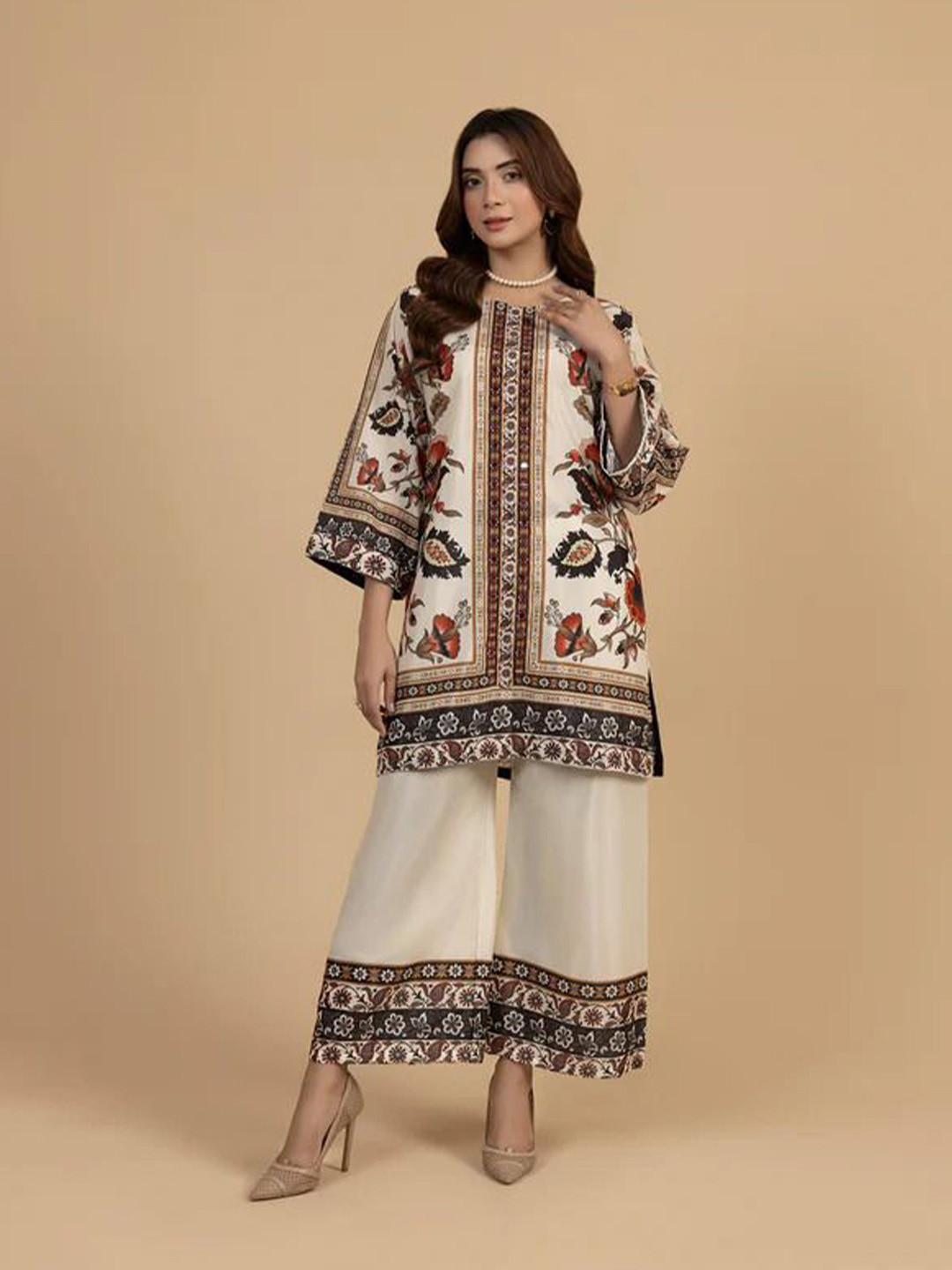 KRIVANSH STORE Floral Printed Flared Sleeves Cotton Tunic