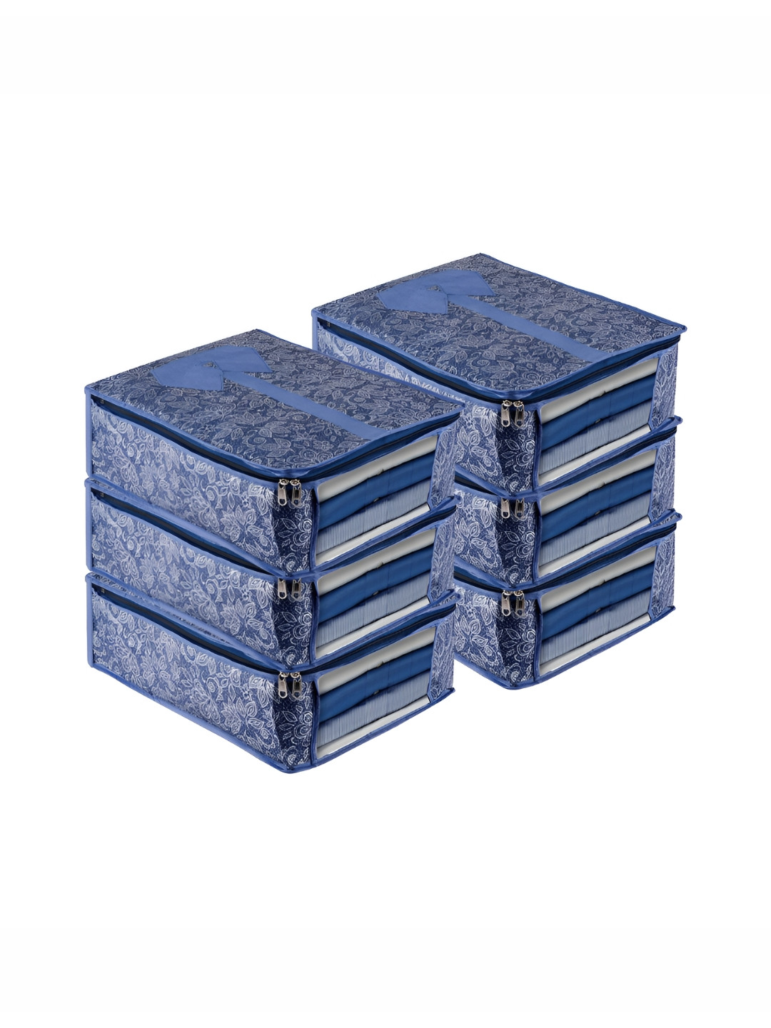 Aura Navy Blue & Grey 6 Pieces Shirt Storage Bag Organisers