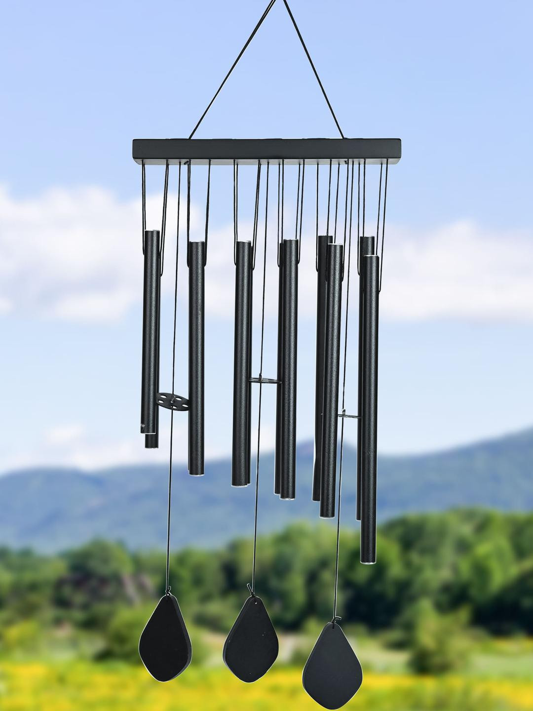 HINDCRAFT Black Wind Chimes for Living Room