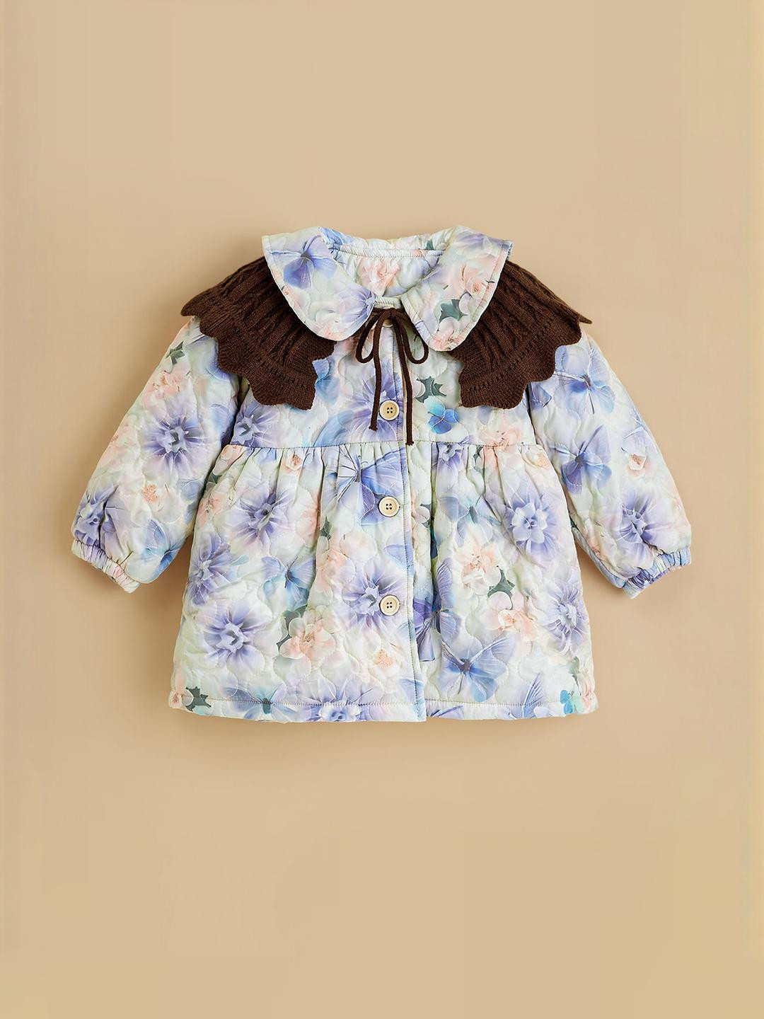 Hopscotch Girls Floral Textured Puffer Coat