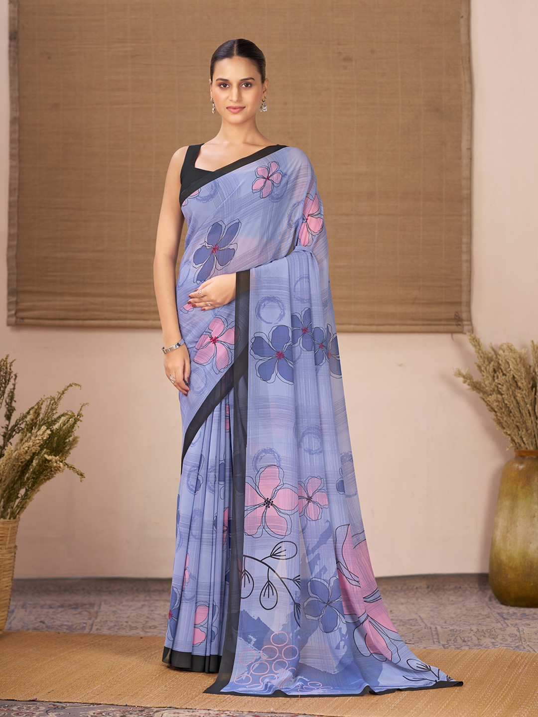 Garden Vareli Women Floral Print Pure Chiffon Saree