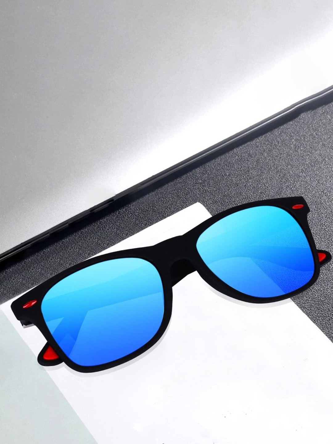 SPADEACES Unisex Square Sunglasses BLUE BLACK WAYFARAR-43_14