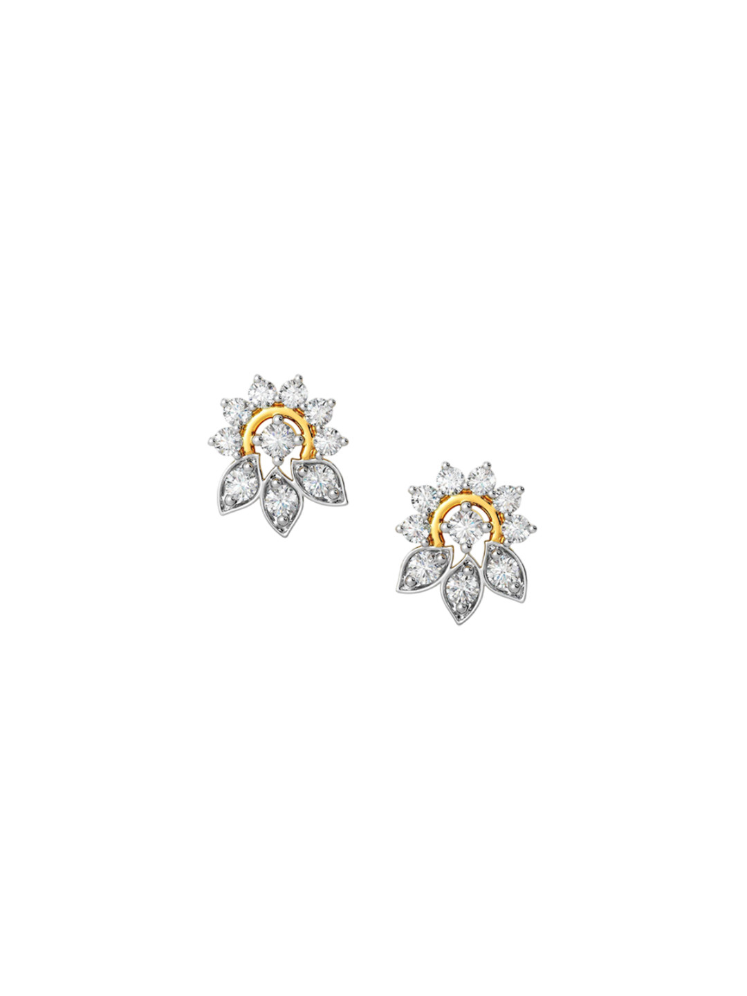 Joyalukkas Girls 18Kt Gold Natural Floral Diamond Earrings -1.53 g