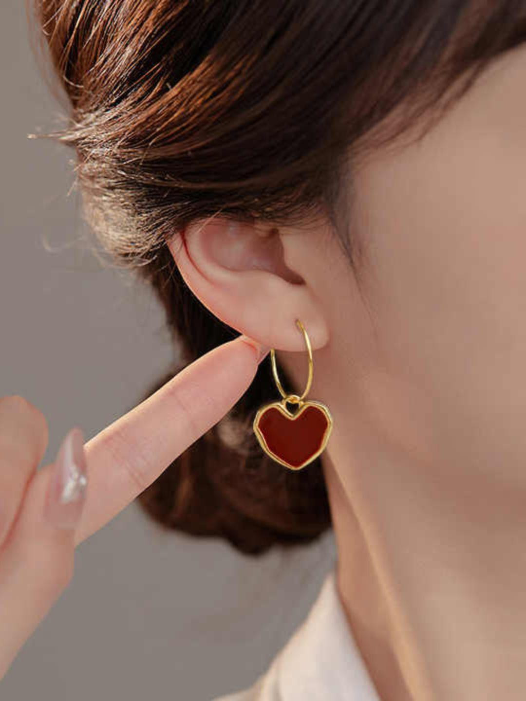 Tipsy closet Gold-Plated Stainless Steel Cubic Zirconia Hoop Earrings