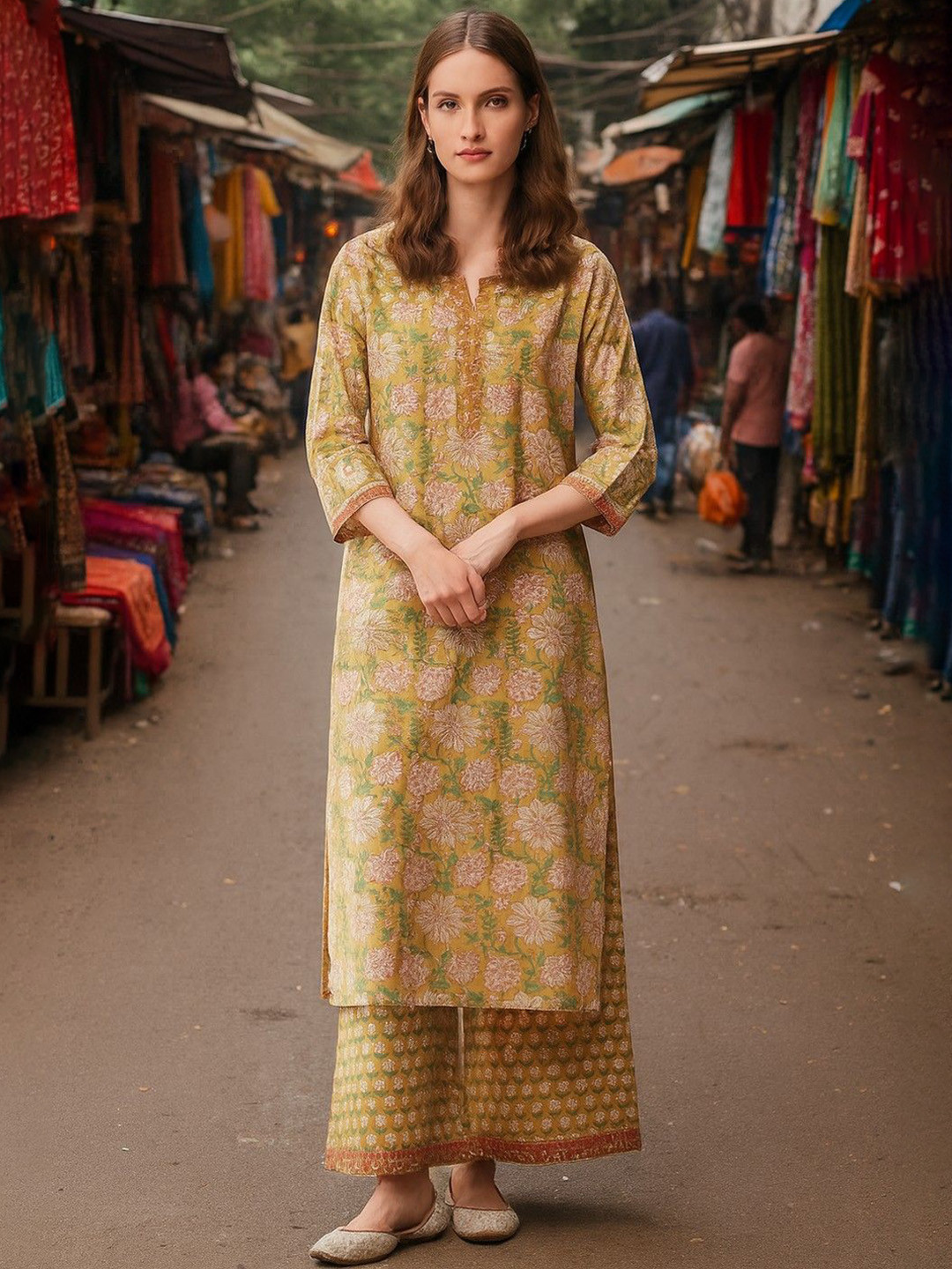 Lookmark Women Floral Printed Regular Kurta with Trousers