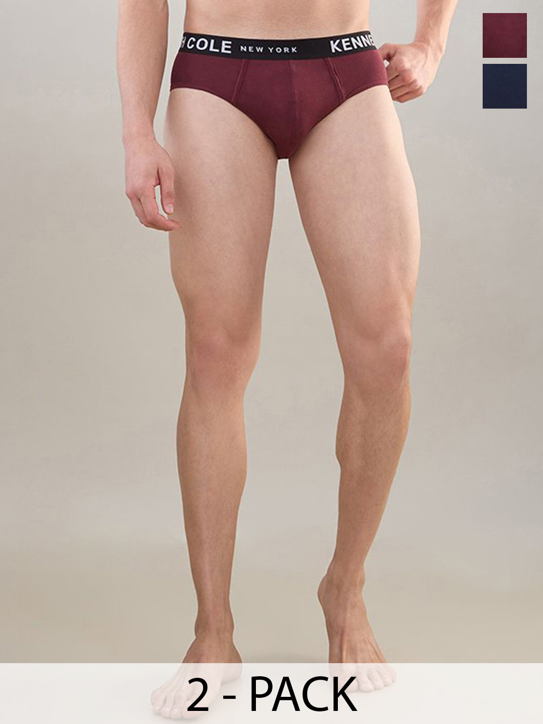 Kenneth Cole Pack Of 2 Mid-Rise Pure Cotton Basic Briefs KCUGBRF203