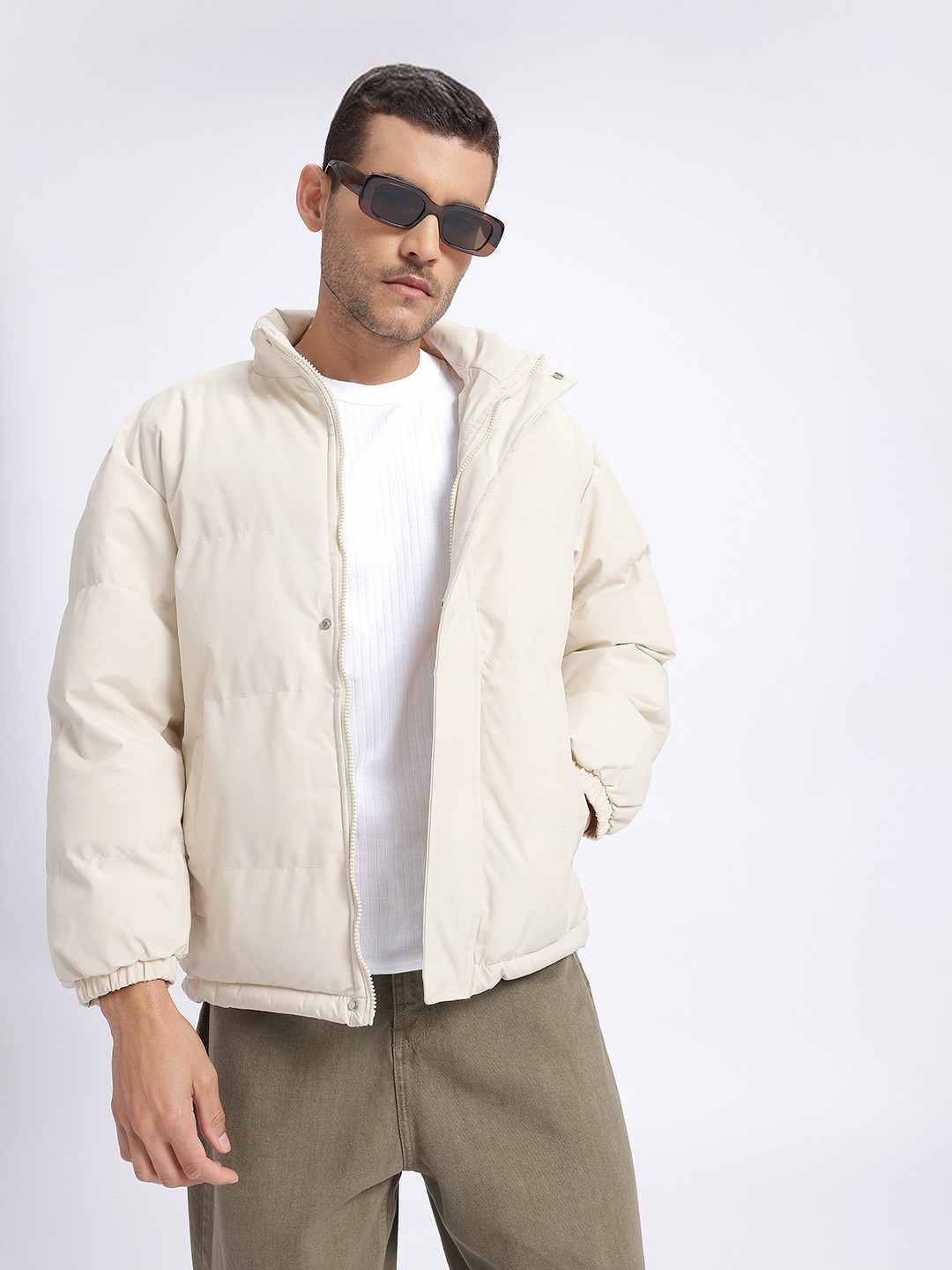 StyleCast x Revolte Mock Collar Puffer Jacket with Toggle Hem