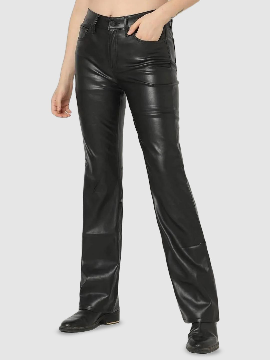 GAP Women Leather Mid-Rise Trousers
