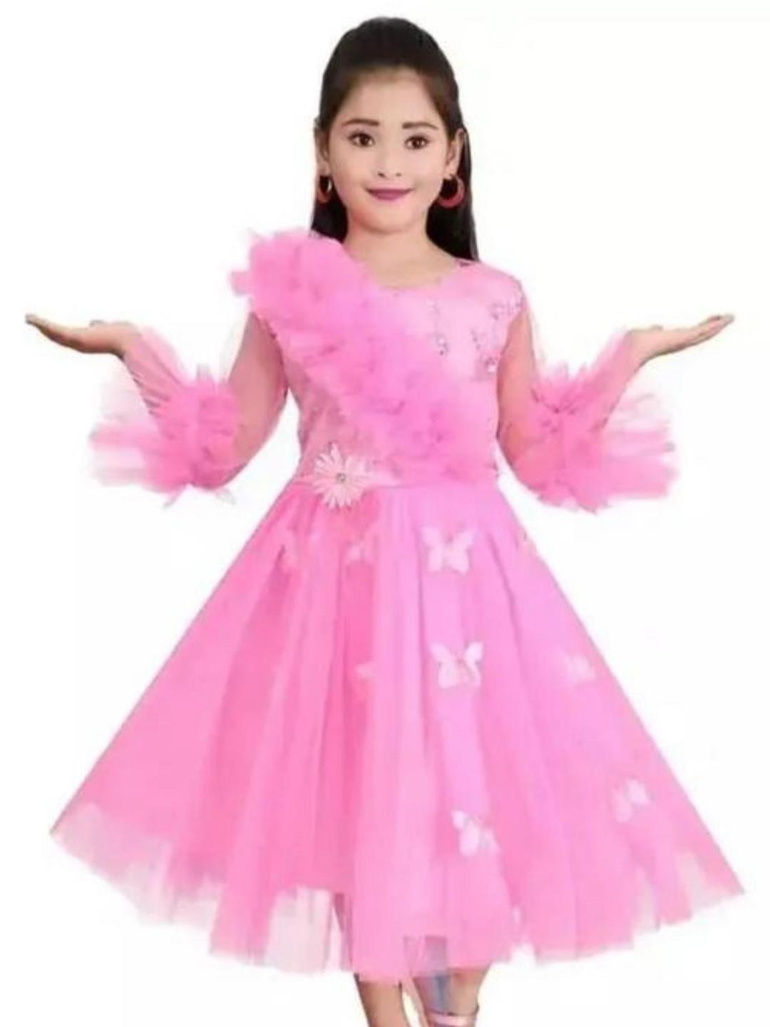 STUMBLE FASHION Girls Pink Fit and Flare Dress