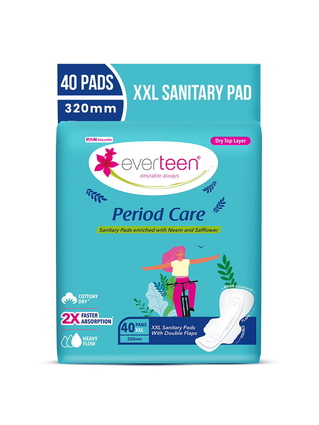 everteen XXL Sanitary Napkin Pads with Neem & Safflower - 40 Pieces