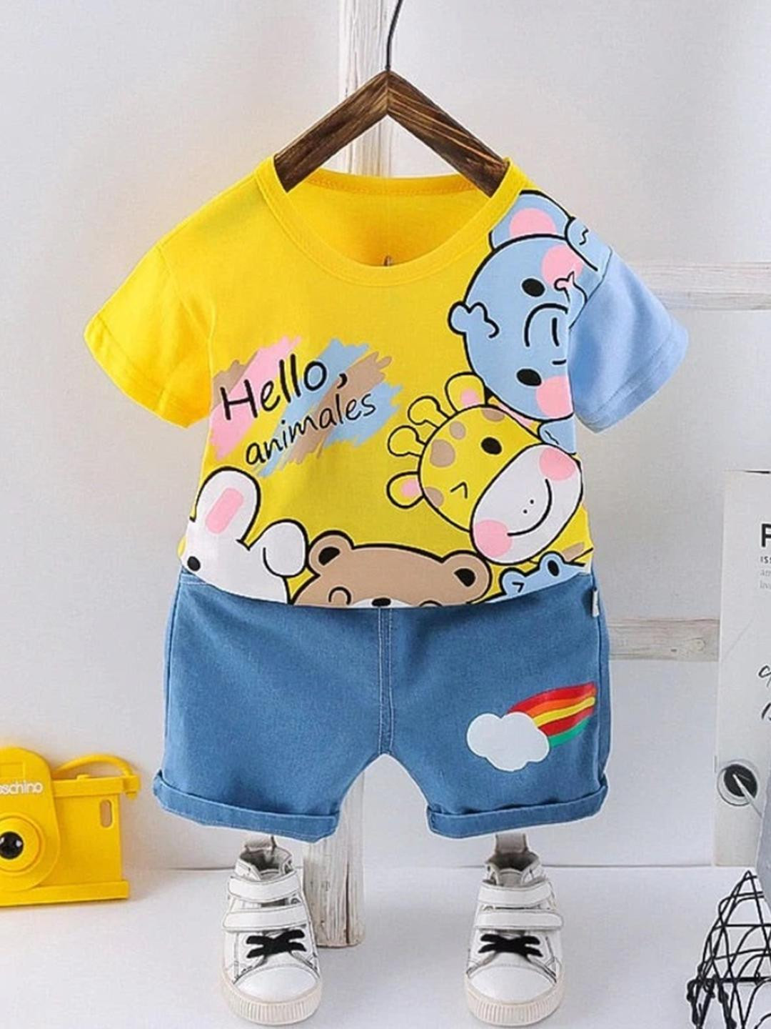 KIDNIP Boys Pure Cotton Printed Clothing Set