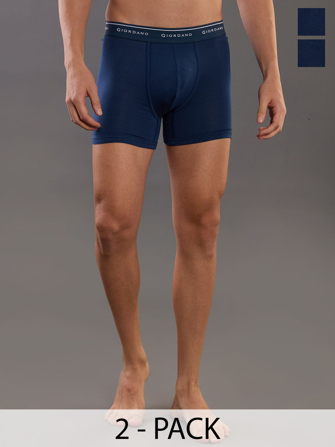 GIORDANO Men Pack Of 2 Mid-Rise Cotton Long Trunks GMUGBRF305