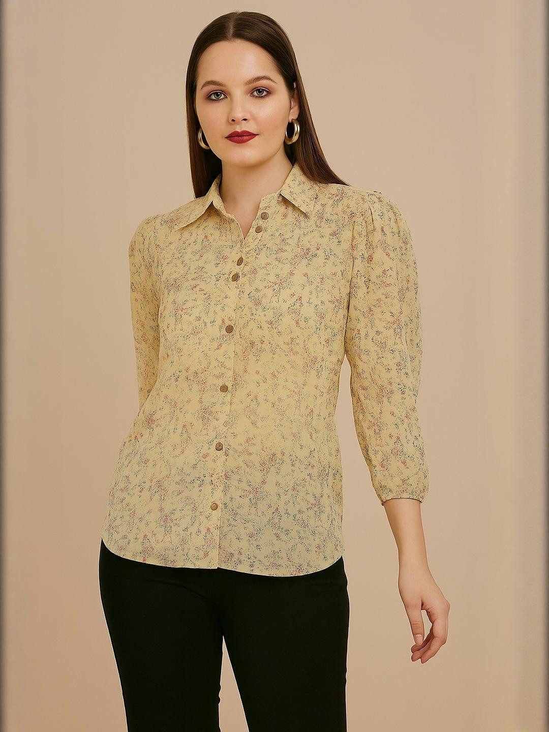 MJ LIFE STYLE Women Multi Georgette Printed Standard Casual Shirts