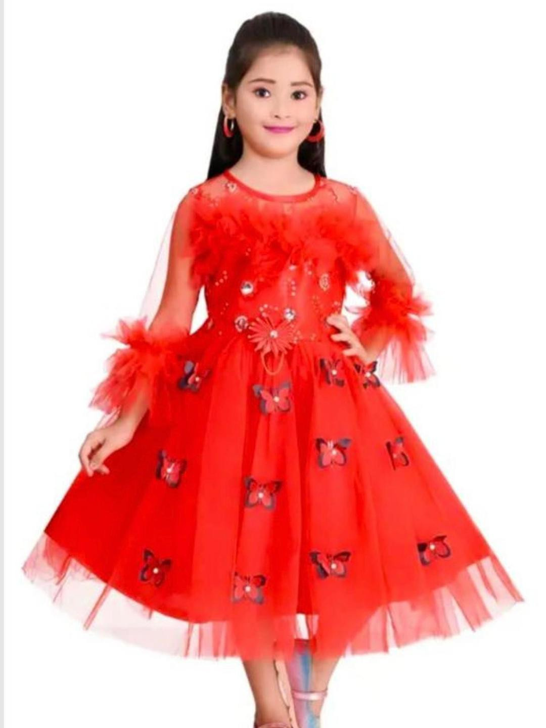 STUMBLE FASHION Kids Red Fit and Flare Dress