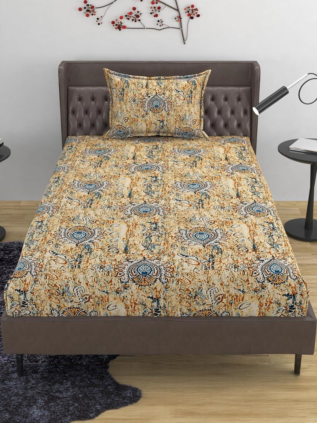 Lunar Days Microfiber Printed 160 TC Single Bedsheet with 1 Pillow Cover