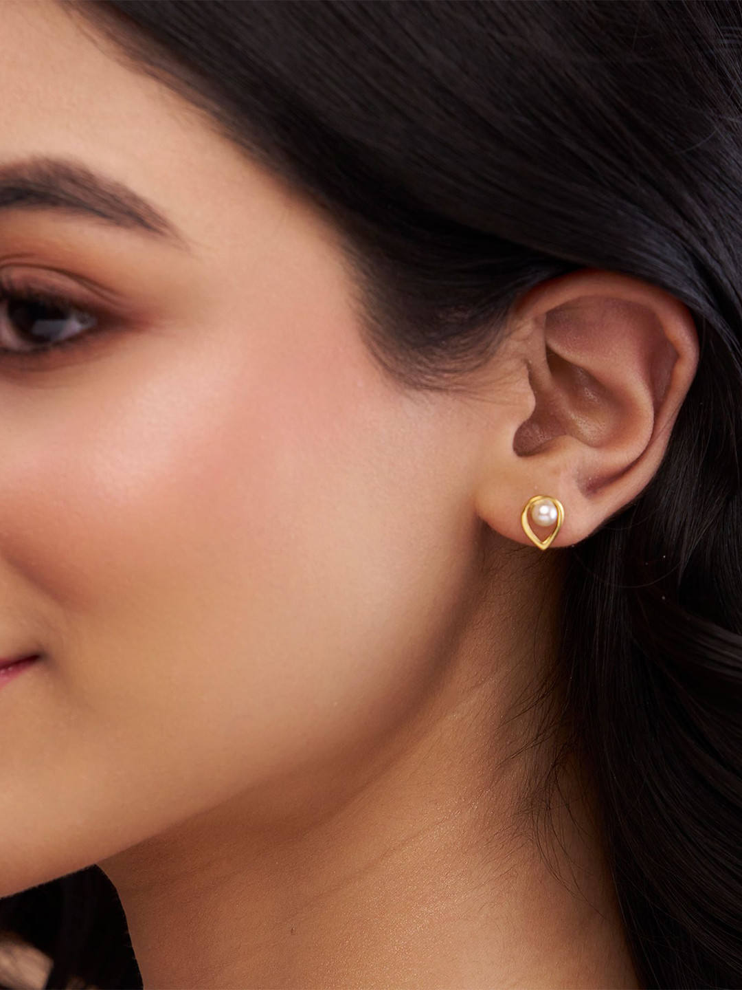 KYMEE 18K Rose Gold-Plated Sterling Silver Vermeil Pear-Shaped Mother of Pearl Studs