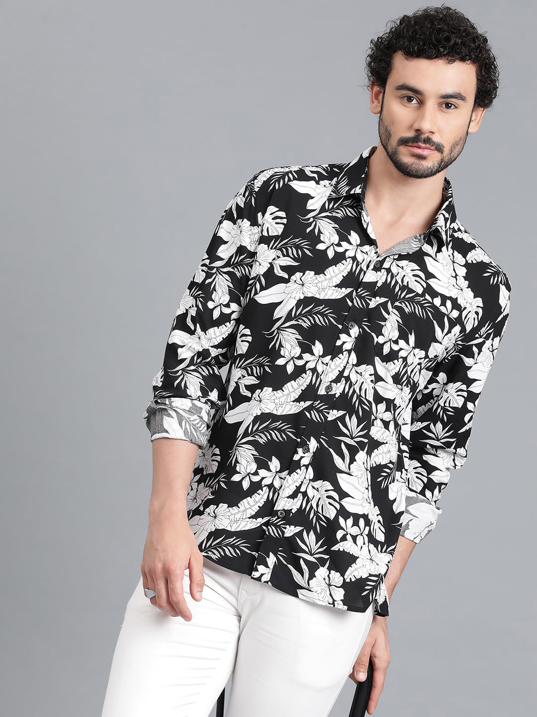 Men's Floral Printed Regular Fit Casual Shirt