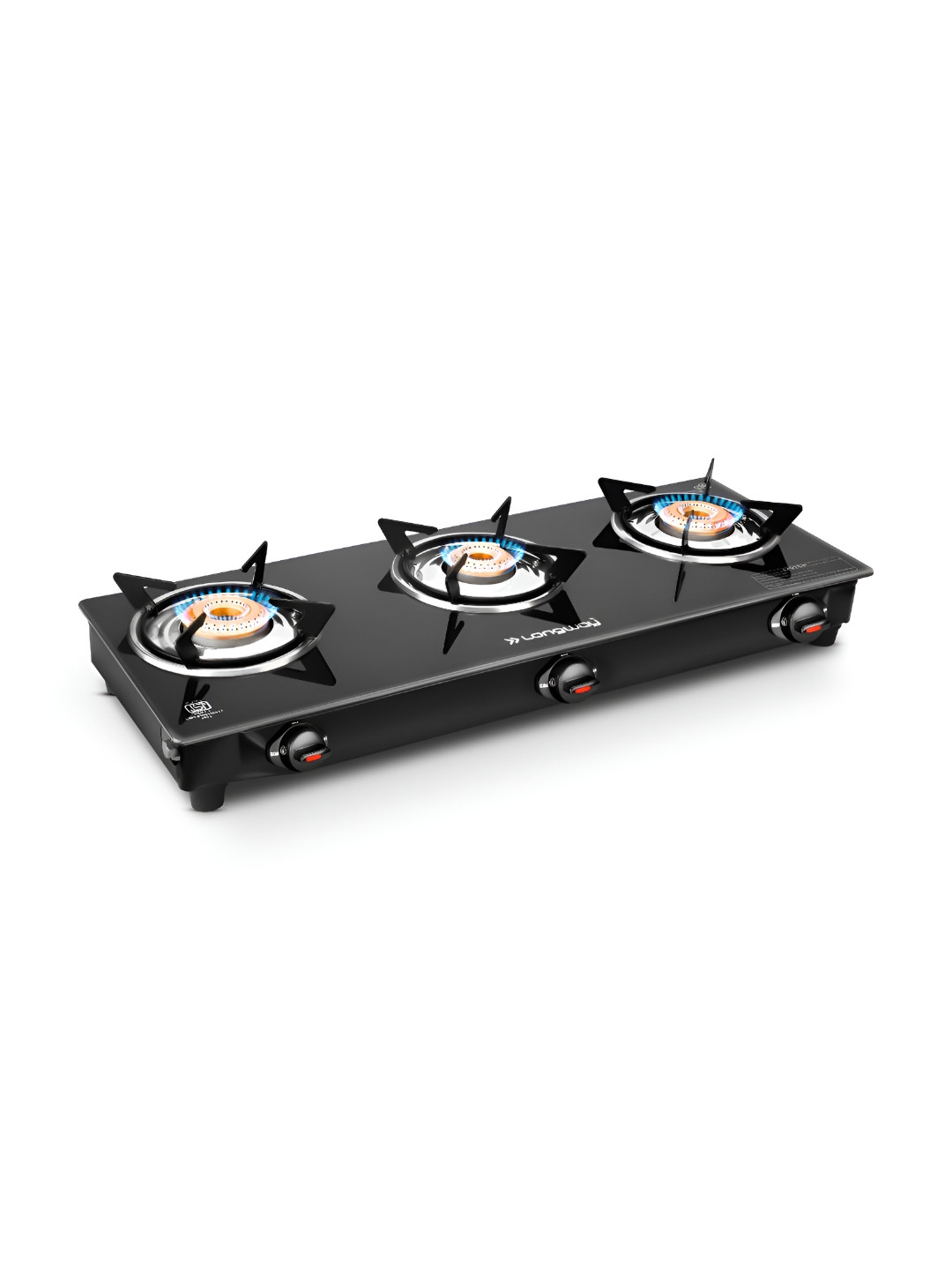 Longway Furn Black 3 Burner Manual Ignition Gas Stove