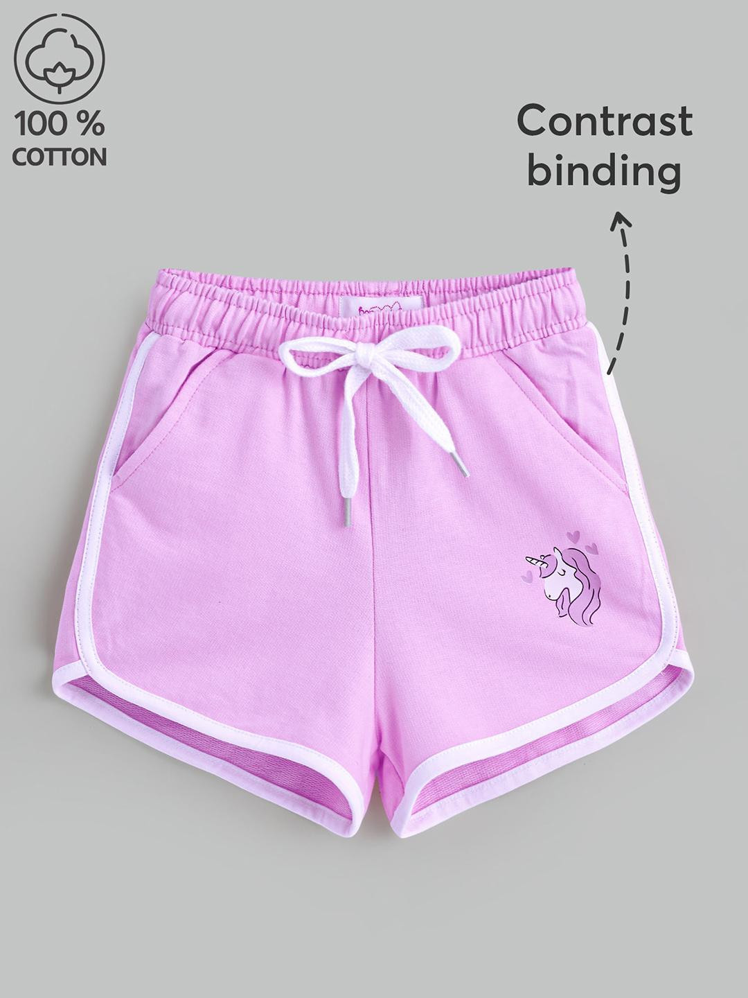 Hopscotch Girls Lavender Sweet Terry Unicorn Shorts