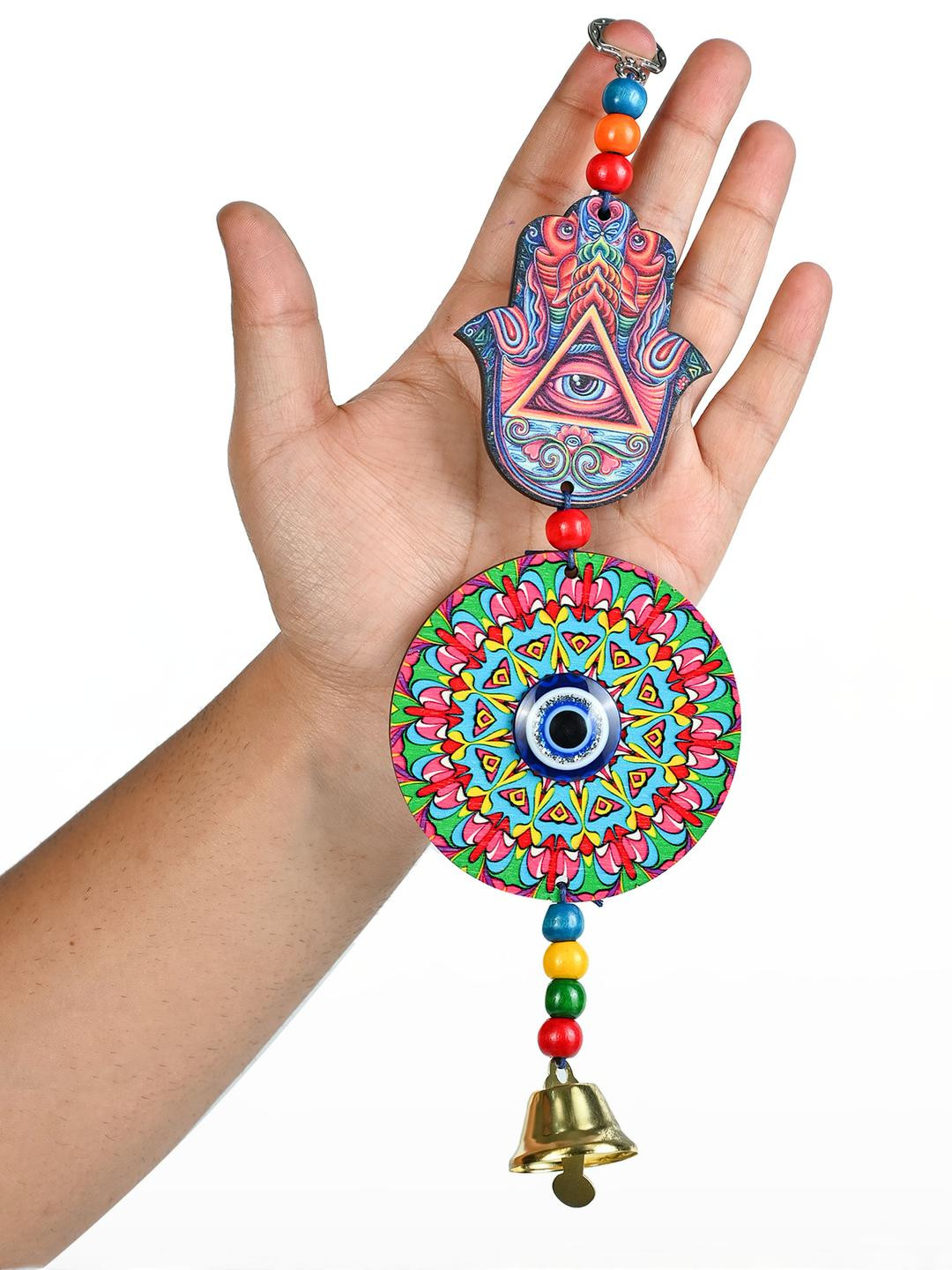 HINDCRAFT Multicolor Evil Eye Windchimes