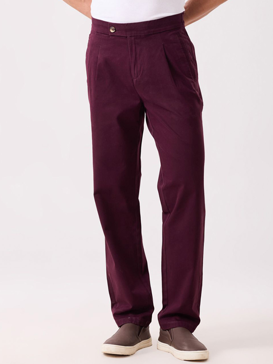 MH&Y Men Mid-Rise Relaxed Fit Comfort Trousers