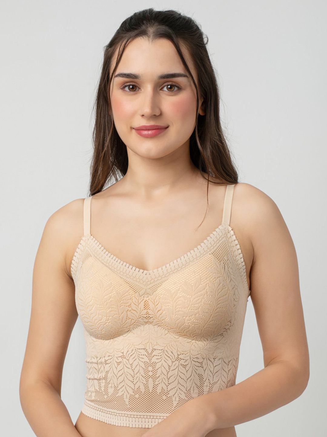 bodyline Women Self-Designed Laced Padded Camisole