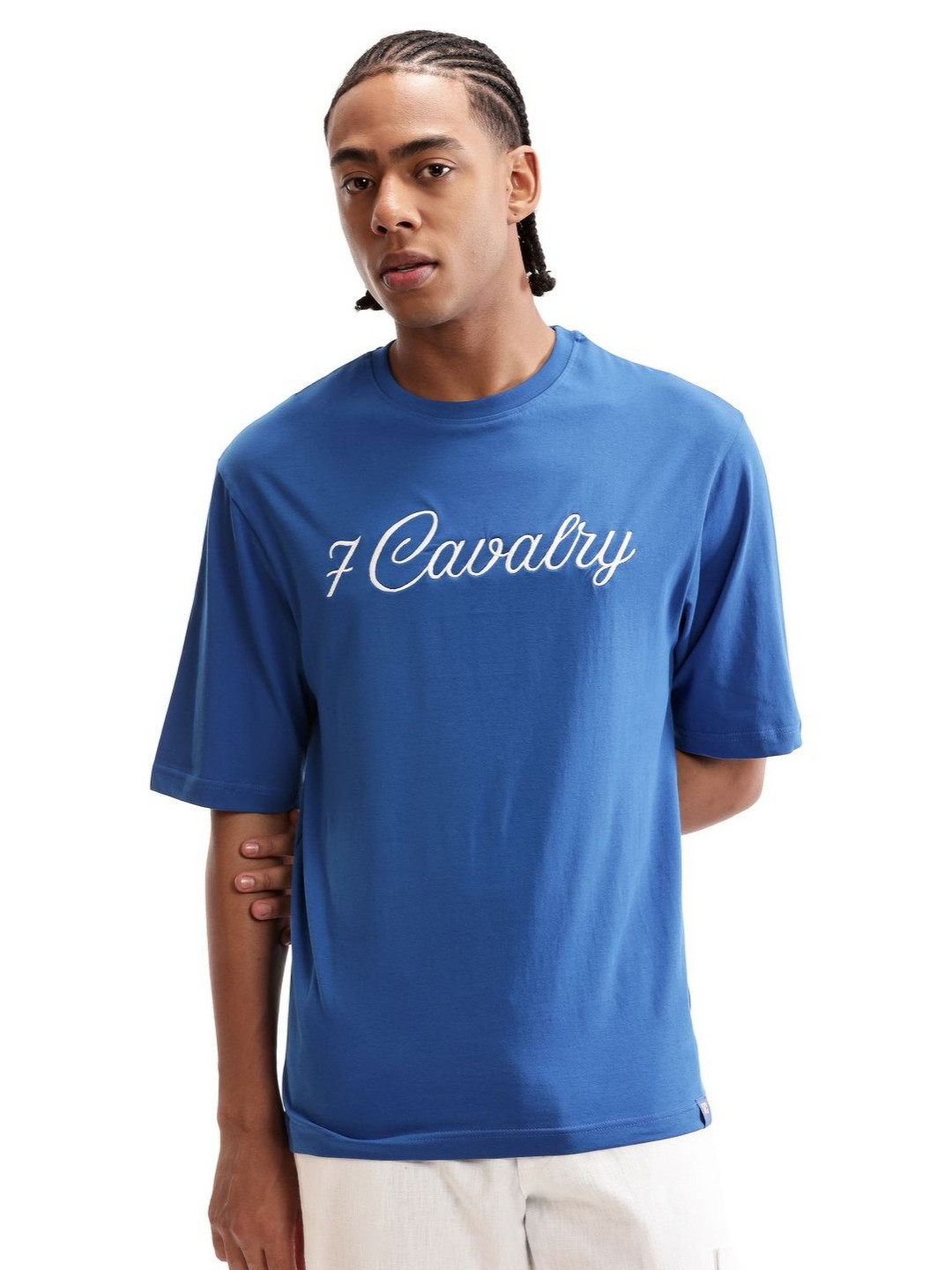 7 Cavalry Men Typography Printed Round Neck Cotton T-shirt