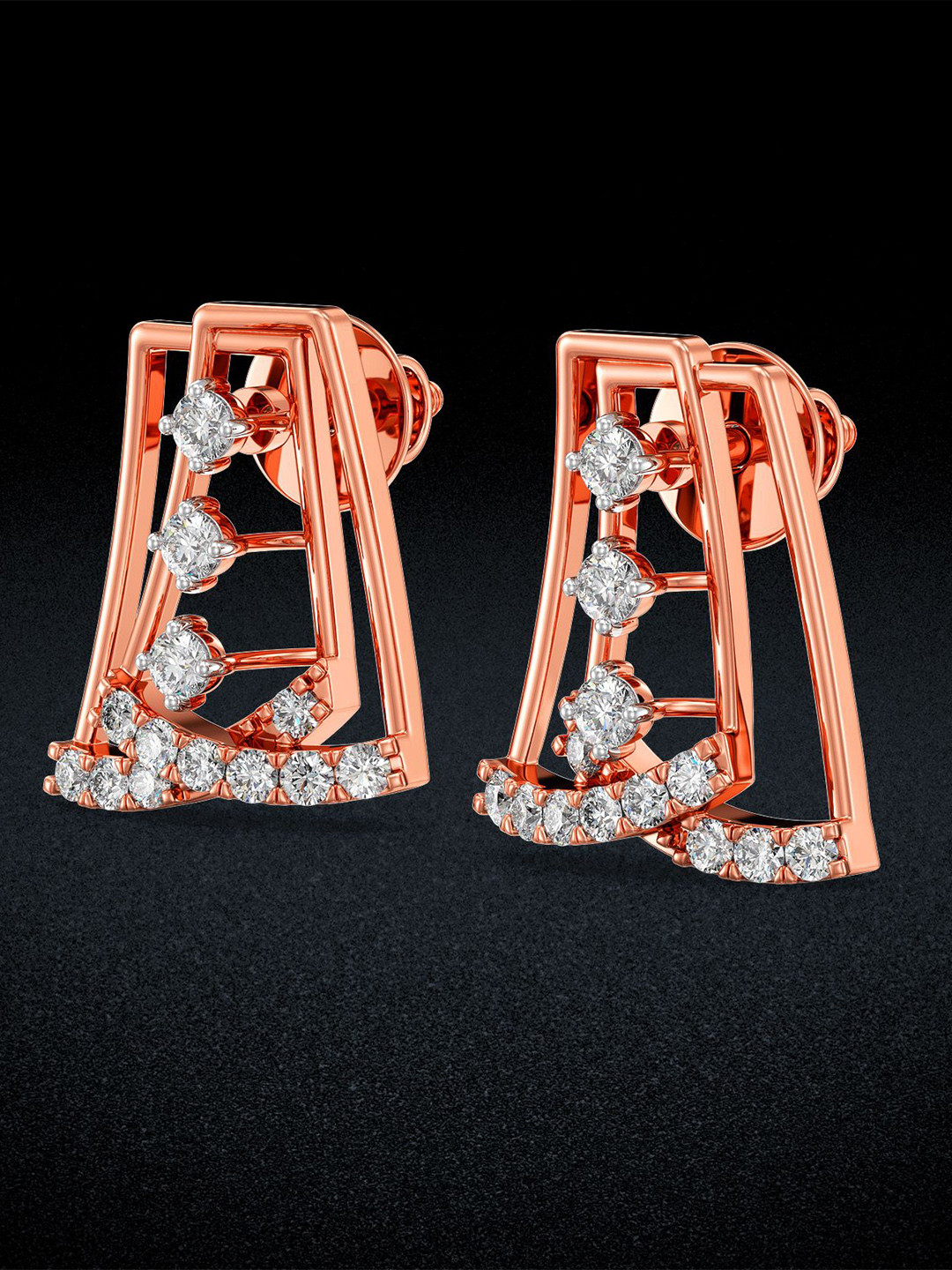 Joyalukkas Women 18Kt Gold Natural Shimmered Earrings Diamond -2.88 g 0.23 carat