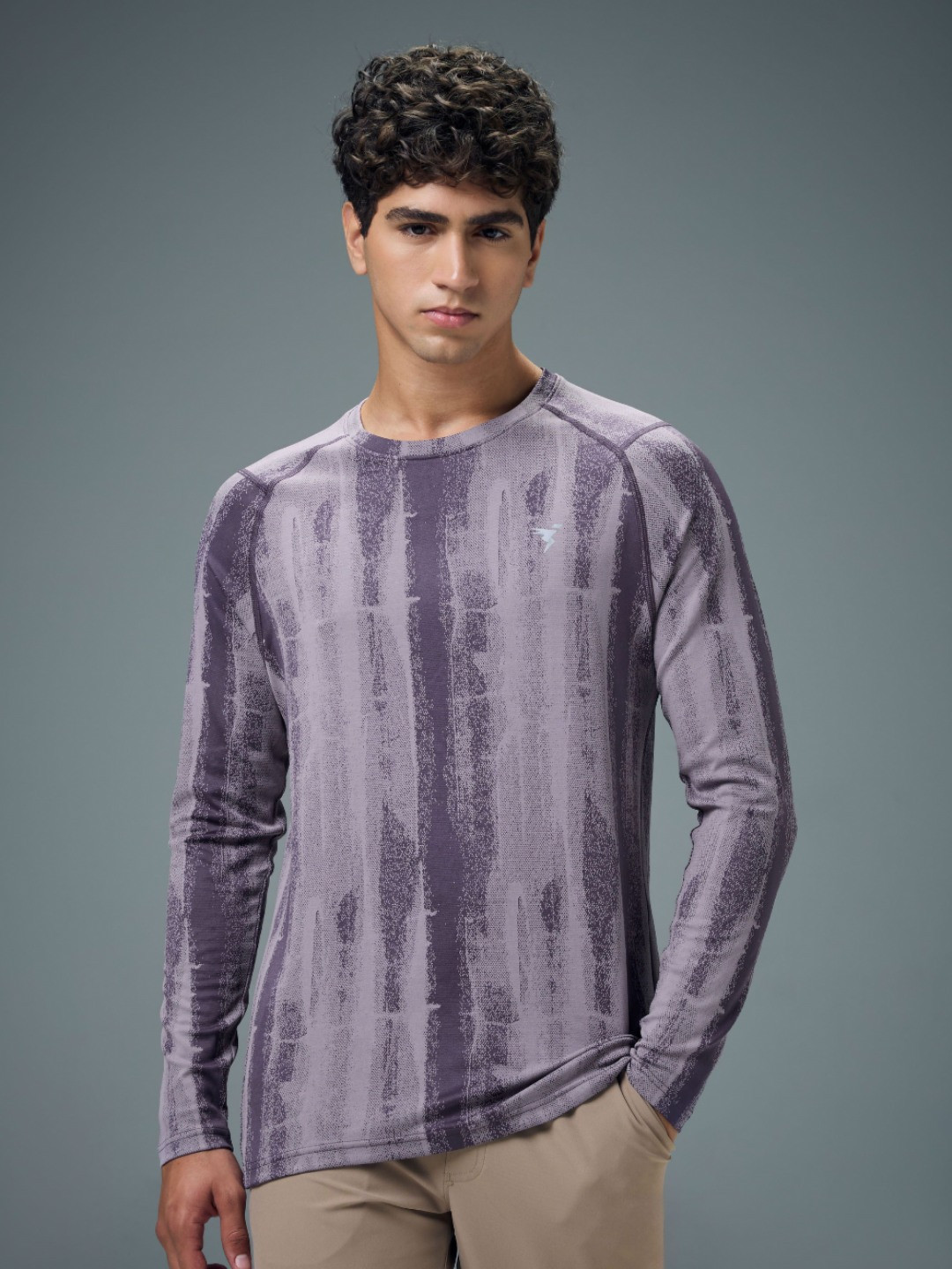 Technosport Men Anti Static Abstract Printed Round Neck Slim Fit T-shirt