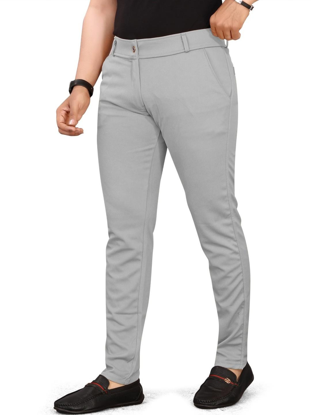 An Creation Men Regular Fit Mid Rise Comfort Trousers