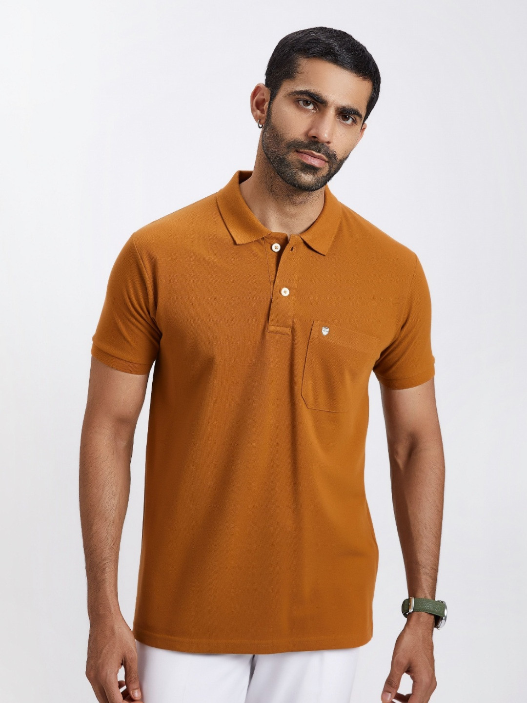 PRORIDERS Men Solid Brown Regular Fit Polo T-shirt