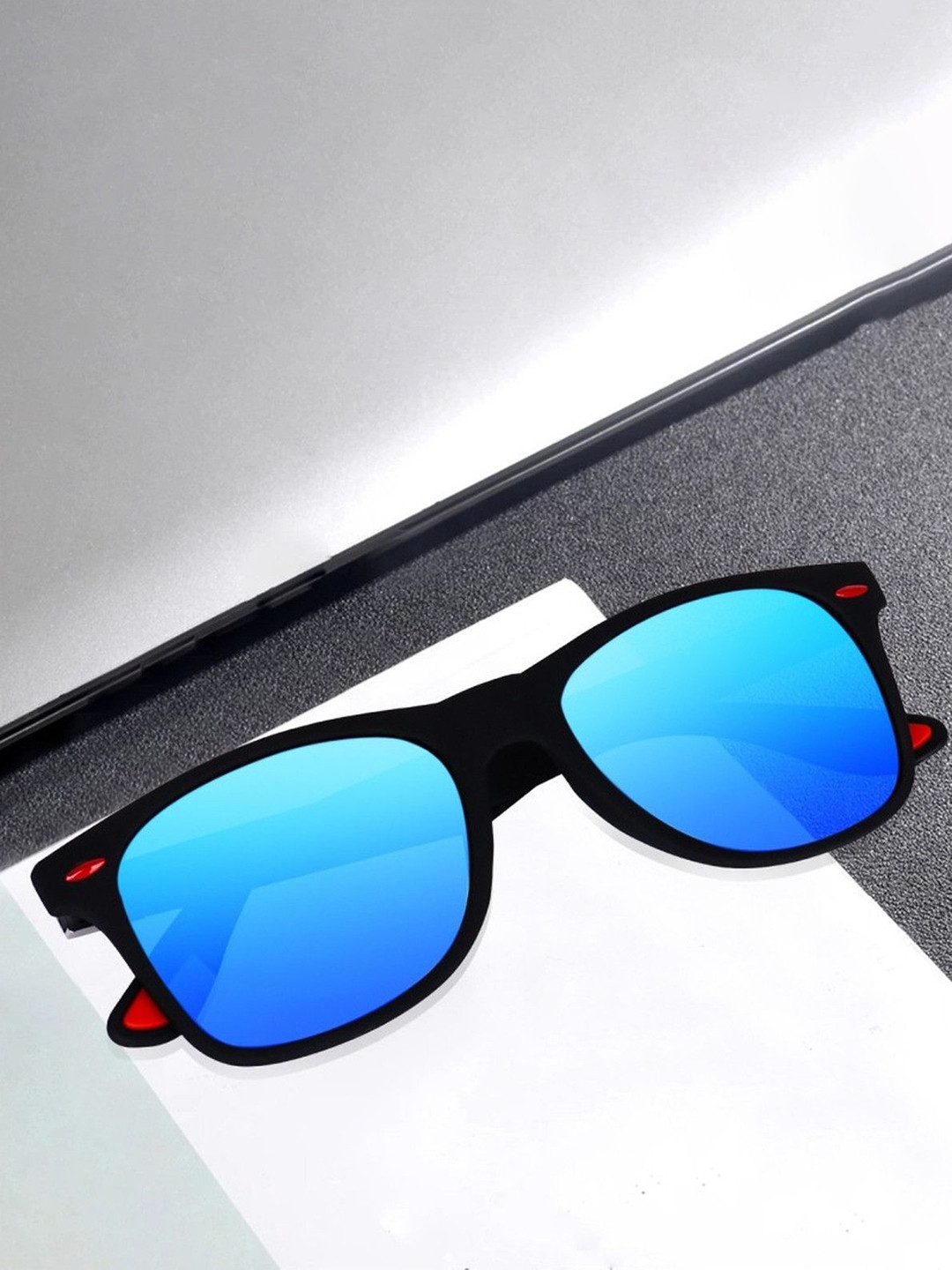 SPADEACES Unisex Square Sunglasses BLUE BLACK WAYFARAR-26_13