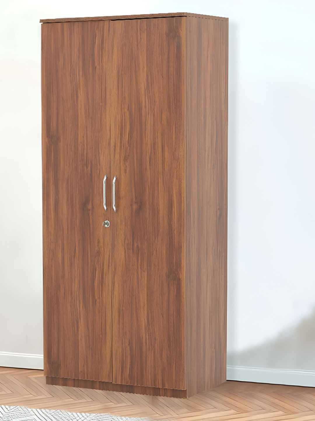 Royaloak Taurian Brown & Silver-Toned Two Door Wardrobe