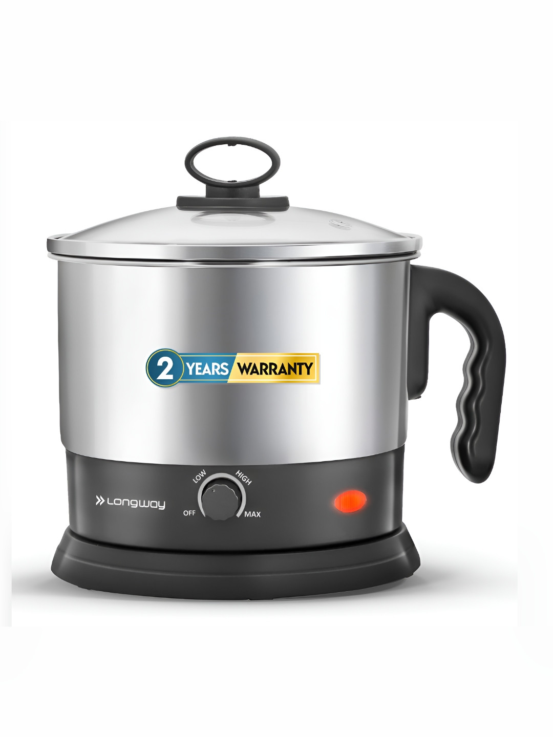 Longway Handy Silver-Toned & Black 600-Watt Multi-Cooker Electric Kettle 1.5 L