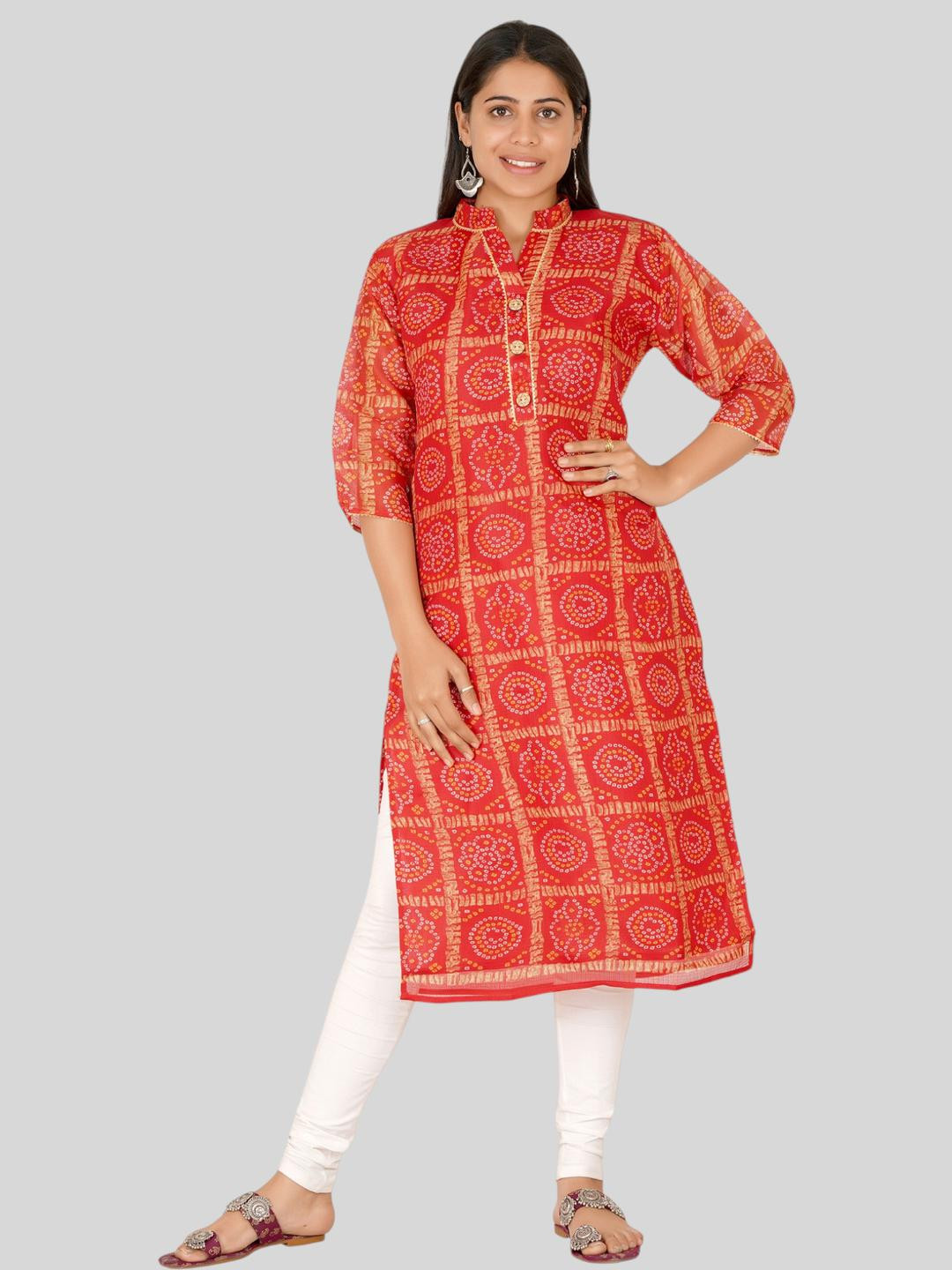 PARTH SY FASHION Women Red Blended Straight Kurtas