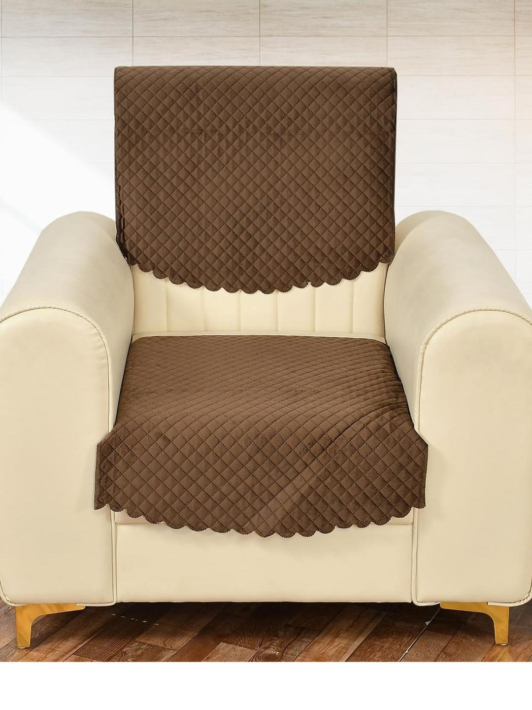 Myntra Elegant Homes Brown Velvet 2 Piece Sofa Cover