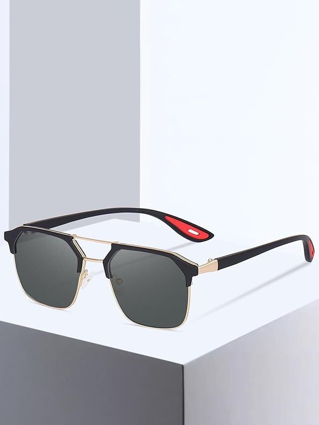 SPADEACES Unisex Black Lens & Black Aviator Sunglasses Final Boss Gold Black-