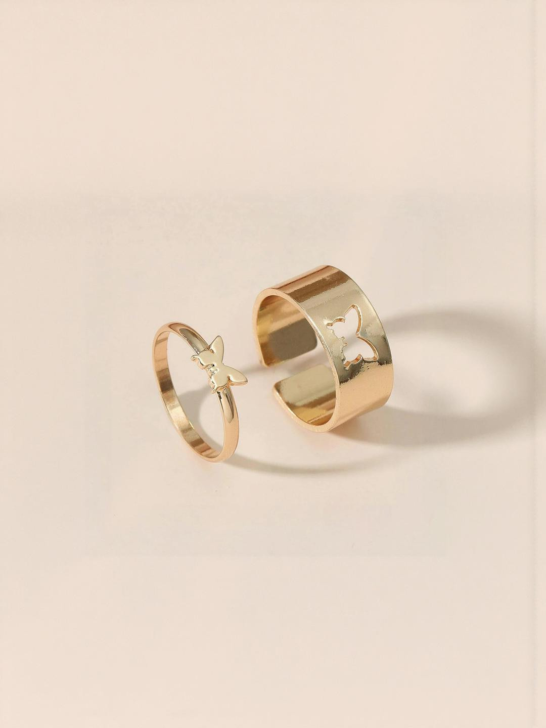 DressBerry Gold-Plated Butterfly Couple Matching Wrap Finger Ring