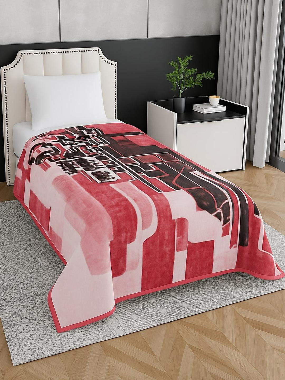 Signature Maroon & Rose Mink Mild Winter Single Bed Blanket