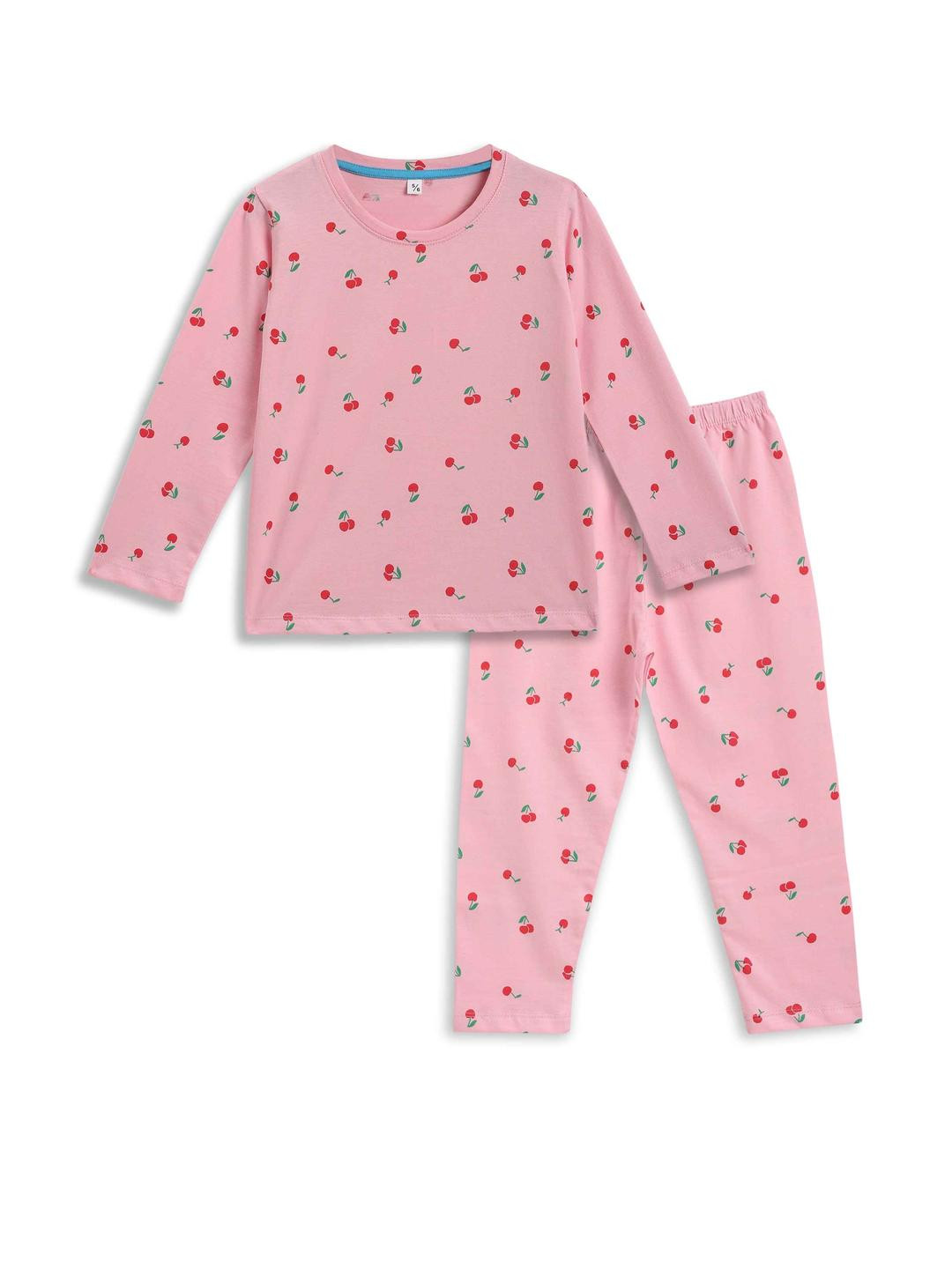 KIDSCRAFT Girls Pink Pure Cotton Self Design Clothing Set