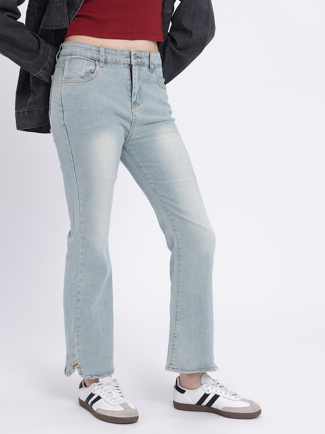 StyleCast x Revolte Women Mid-Rise Light Fade Cropped Bootcut Jeans