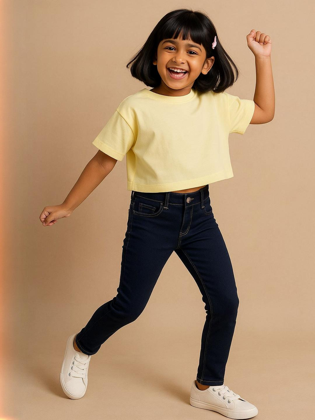 TALES & STORIES Girls Blue Slim Fit Mid-Rise Stretchable Denim Jeans