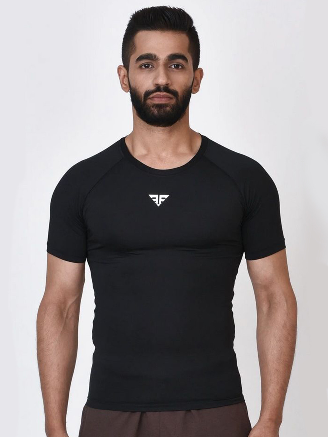 BRUTE FORCE Men Dry Fit Solid Round Neck Compression T-shirt